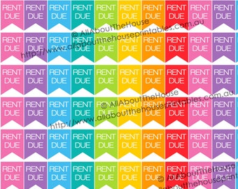 Rent Due Printable Planner Stickers Flag Calendar money finance house home made for Erin Condren, Plum Paper or other planner F030