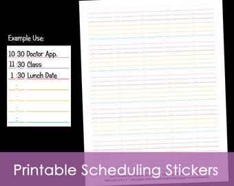 Printable Calendar Planner Stickers Scheduling Full Box made for Erin Condren, Plum Paper etc. functional lined Rainbow Instant Download