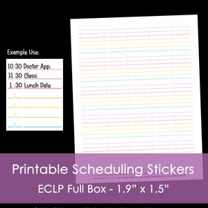 Printable Calendar Planner Stickers Scheduling Full Box made for Erin Condren, Plum Paper etc. functional lined Rainbow Instant Download image 1