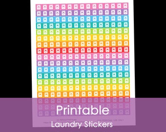 Printable Planner Stickers Laundry Wash Day dryer 1/2 inch calendar stickers icon Rainbow Daily Planner Add On Organization Instant Download