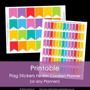 Printable Calendar / Planner Stickers Flags for Erin Condren, Plum Paper or any other planner Rainbow Grey Full Box Small Instant Download image 1