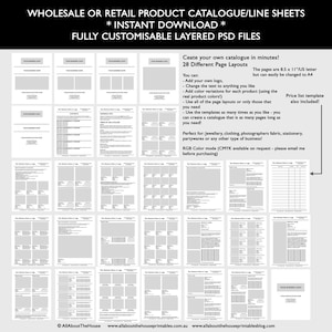 Catalogue template line sheet wholesale retail pricing customisable small business market photoshop psd affinity editable template form image 1