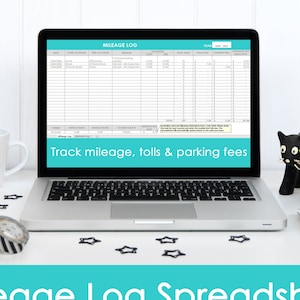Mileage log Excel spreadsheets or use in Google Sheets Kilometres tracker tax deductions planner automatic formula business self employed