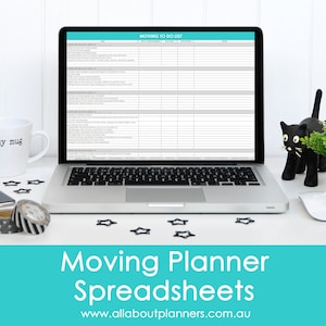 Moving Spreadsheet Planner Checklist Box Labels budget change of address home to do list Printable Organize New Home Door Hanger Template image 1