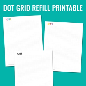 Dot grid notes page printable planner insert refill bullet journal bujo US letter size can resize to a4 a5 personal size half letter junior image 1