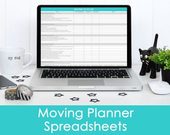 Moving Spreadsheet Planner Checklist Box Labels budget change of address home to do list Printable Organize New Home Door Hanger Template