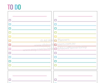 Anything list printable editable checklist cleaning shopping school grocery project planner rainbow letter size can resize to A5 or other