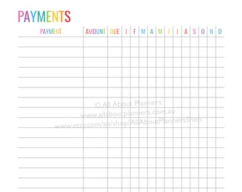 Bill tracker printable editable insert payments expenses spending log template planner refill rainbow money tracker finance budgeting pdf
