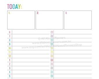 Daily checklist and schedule planner printable editable priorities school study family rainbow black letter size can resize to A5 etc.