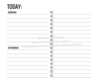 Daily planner printable editable morning afternoon schedule checklist rainbow neutral letter size can resize to A5 or other page size