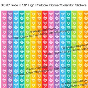 Diamond Glam List Planner Stickers Checklist Printable 1.9" L x 0.375" W To Do Tasks Rainbow  ECLP Plum Paper ect - L024