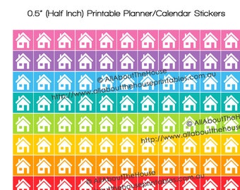 House Mortgage Loan Repayment Rent Due Printable Calendar / Planner Stickers 1/2 inch Square Rainbow Daily Planner Organization Instant DL