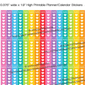 Hydrate Planner Stickers Checklist Printable 1.9 Lx0.375 W Drink up H20 daily water intake tracker Rainbow ECLP Plum Paper L072 image 1