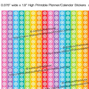 Target Printable Calendar / Planner Stickers 1.9 long x 0.375 wide Rainbow 2015 Planner Acessory ECLP Plum Paper Filofax ect L046 image 1