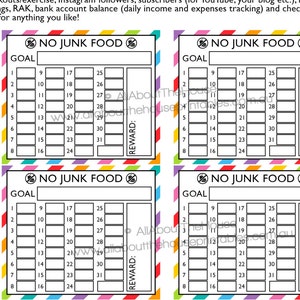 No junk food planner stickers notes page Printable healthy eating meal planning ECLP Rainbow monthly tracker happy plum paper NPTS8 image 1