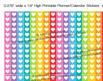 Checklist Heart Printable Planner Stickers 1.9"L x 0.375"W Printable Rainbow 2015 Planner Acessory ECLP Plum Paper Filofax ect Instant Dl