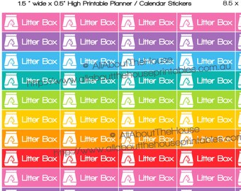 Cat Litter Planner Stickers Printable kitten clean Calendar  1.5"w x 0.5" made for Erin Condren ECLP Plum Paper any planner OL016