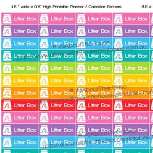 Cat Litter Planner Stickers Printable kitten clean Calendar  1.5"w x 0.5" made for Erin Condren ECLP Plum Paper any planner OL016