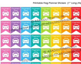 Car Repayment Planner Stickers printable Flag Banner loan payment financing 1" H x 0.75" W Erin Condren, Plum Paper or other planner F037