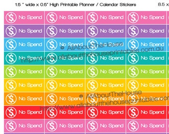 No Spend Planner Stickers Printable budget finance dollar sign pound money  1.5"x0.5" made for Erin Condren ECLP Plum Paper any planner OL16