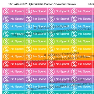 No Spend Planner Stickers Printable budget finance dollar sign pound money  1.5"x0.5" made for Erin Condren ECLP Plum Paper any planner OL16