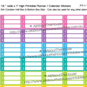 Numbered List Planner Stickers Half Box printable list stickers made for Erin Condren  ECLP Plum Paper Inkwell Press Limelife Planner HB89