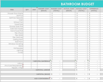 Bathroom renovation budget spreadsheet organizer ensuite wish list budget per item excel google sheet home diy building supplier remodelling