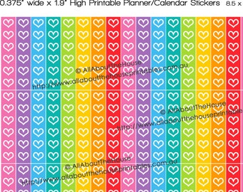 Heart Planner Stickers Printable 1.9"L x 0.375"W Rainbow 2015 Planner checklist  ECLP Plum Paper Filofax kikki k ect - L044