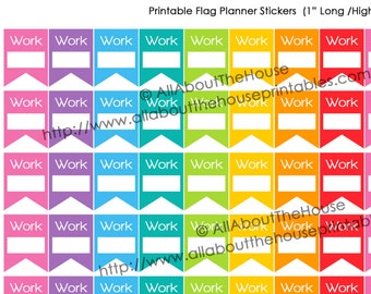 Adesivi per pianificatore di lavoro Bandiera Banner Calendario stampabile Turni di lavoro Lavoro 1&quot; H x 0,75&quot; di larghezza realizzato per Erin Condren, Plum Paper - F012