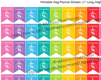 Couponing Planner Stickers printable Flag Banner shopping coupon sale 1" H x 0.75" W made for Erin Condren, Plum Paper or other planner F010