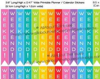 Weekend planner stickers  made for Erin Condren Horizontal Planner printable Calendar Stickers Rainbow flag banner bunting happy Plum Paper