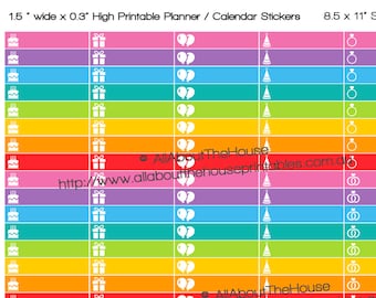 Geburtstag Jubiläum Party Feier Planner Aufkleber druckbar - made für Erin Condren - ECLP - 1,5 "breit x 0,3" hoch Regenbogen