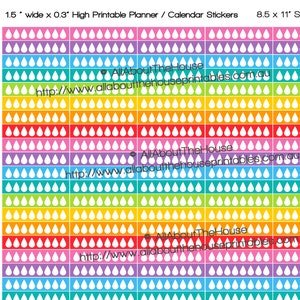 Daily Hydrate Planner Stickers Printable made for Erin Condren ECLP 1.5w x 0.3H horizontal vertical plum paper Rainbow WS005 image 1