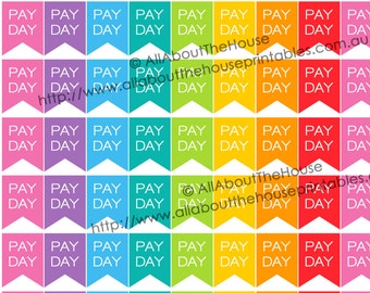 Pay day Printable Planner Stickers Flag Banner Calendar money finance Payday made for Erin Condren Plum Paper or other planner F029