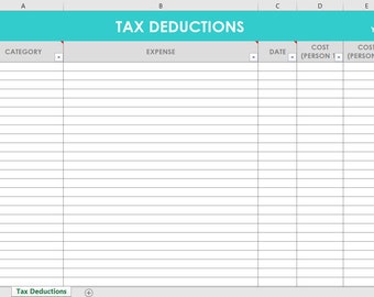 Tax deductions excel spreadsheets budgeting tracking finance spending family actual vs. budget monthly google docs home planner tax planning