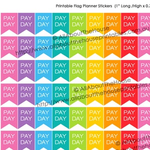 Pay day Printable Planner Stickers Flag Banner Calendar money finance Payday made for Erin Condren Plum Paper or other planner F029 image 1