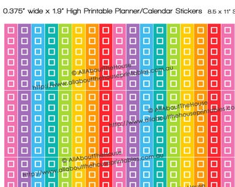 Checkbox Checklist Planner Stickers Printable Calendar Stickers 1.9" x 0.375"  Rainbow 2016 Planner Acessory ECLP Plum Paper Filofax etc