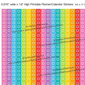 Checkbox Checklist Planner Stickers Printable Calendar Stickers 1.9 x 0.375 Rainbow 2016 Planner Acessory ECLP Plum Paper Filofax etc image 1