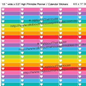 Heart Planner Stickers Printable made for Erin Condren ECLP 1.5w x 0.3H build a list horizontal vertical to do plum paper Rainbow WS002 image 1