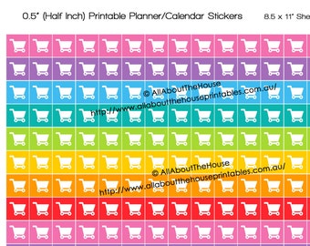 Shopping Grocery Cart planner stickers Printable icon mini Rainbow use with erin condren limelife happy planner mambi Daily Planner diy 2017