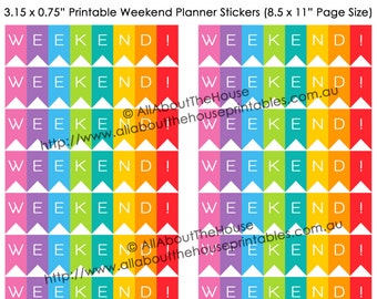 Weekend planner stickers printable Calendar Stickers Rainbow penant flag banner bunting Happy Planner, Lime life, Plum Paper etc. WE001