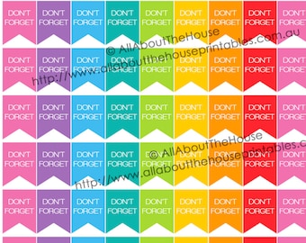 Don't Forget Printable Planner Stickers Flag Banner Reminder Task To Do sized for Erin Condren Plum Paper Limelife or other planner F034