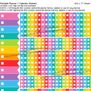 Checkbox List Flag Planner Stickers to do Printable tasks goals 1.9 L x 0.25 W Rainbow ECLP Plum Paper Fl007 image 1