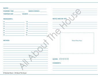 editable printable recipe sheets template meal planning etsy