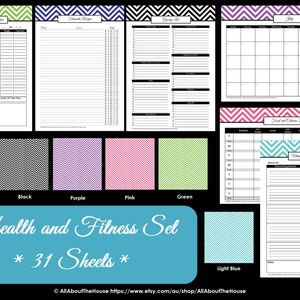 LIGHT BLUE Health and Fitness Printables Workout Printables Meal Planner Home Organisation Household Binder 31 sheets Instant download image 5