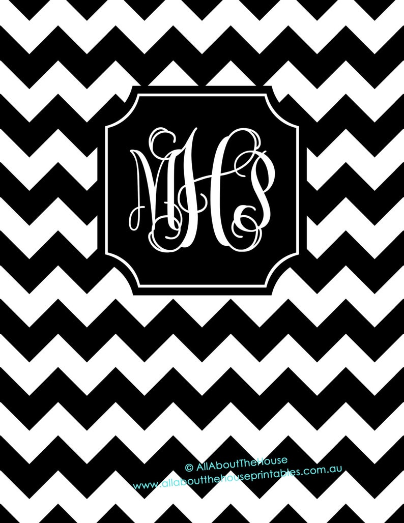Editable Printable Monogram Binder Cover and Spine Chevron - Etsy