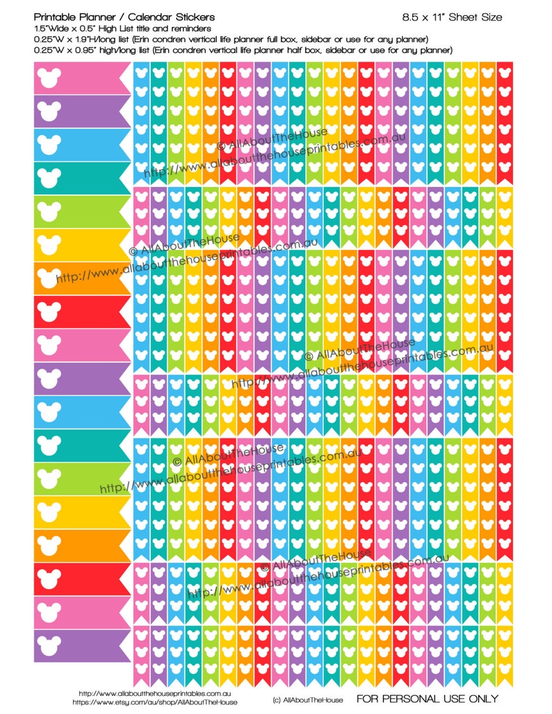 Mickey Mouse Planner Stickers Bundle Kit Rainbow Calendar accessory flag countdown savings to do icon erin condren plum paper any planner imagem 4