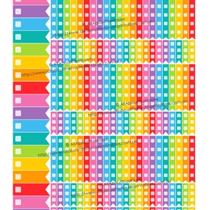 Rounded Checkbox List Flag Planner Stickers to do Printable tasks goals 1.9 L x 0.25 W Rainbow ECLP Plum Paper Fl006 image 2