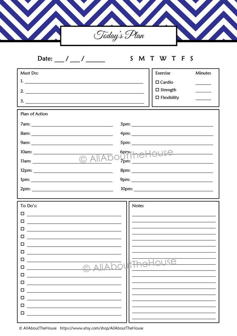 Editable printable daily planner 1 page per day scheduling etsy canada