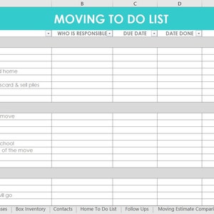 Moving Spreadsheet Planner Checklist Box Labels budget change of address home to do list Printable Organize New Home Door Hanger Template image 2